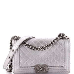 Chanel Old Medium Boy Flap Bag Quilted Caviar